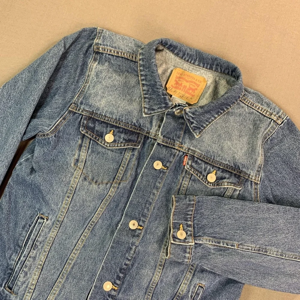 Levi's Jacket Youth XL Blue‎ Jean Denim Trucker Button Front Pockets 13-15 Yrs